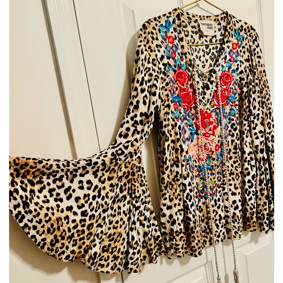 Savanna Jane Leopard Embroidered Boho Blouse - Picture 9 of 13